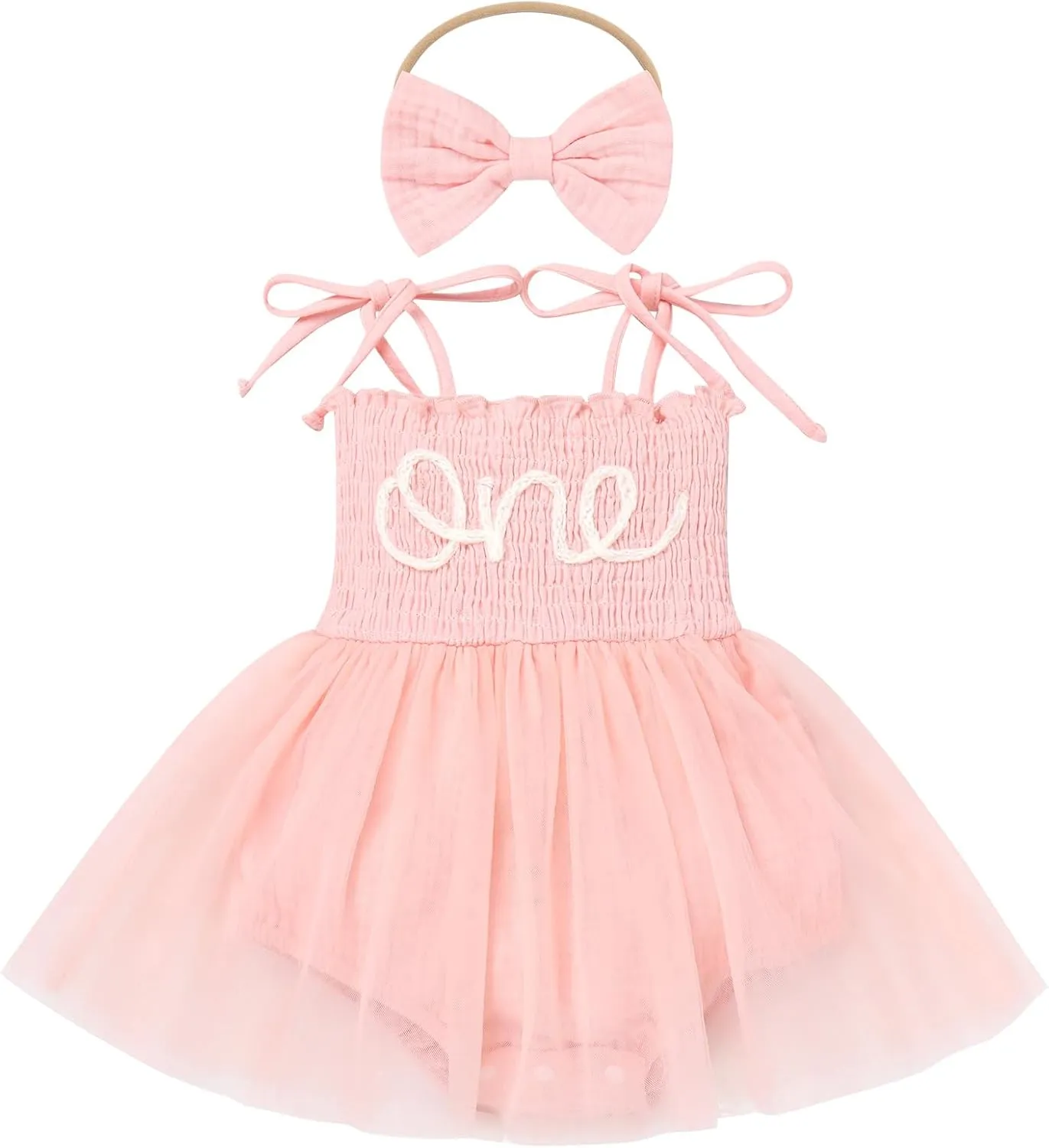 IBTOM CASTLE Baby Girl 1st Birthday Outfit Floral Strawberry Smocked Tutu Dress One Year Old Birthday Cake Smash Photoshoot