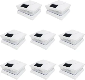 iGlow 8 Pack White Outdoor Garden 6 x 6 Solar SMD LED Post Deck Cap Square Fence Light Landscape PVC Vinyl Wood Bronze