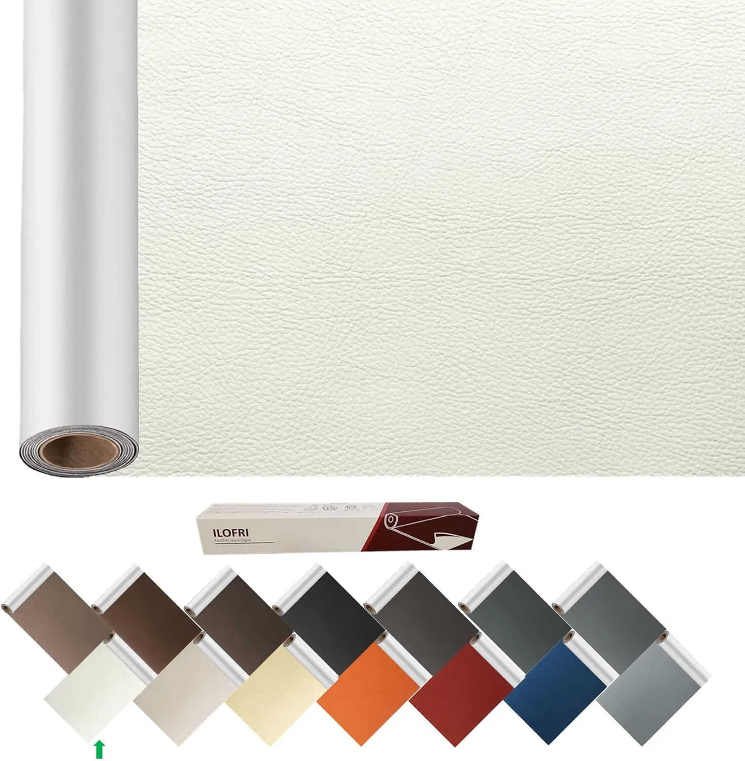 ILOFRI Large Leather Repair Patch 60x17 inch, Self Adhesive Vinyl and Leather Repair Tape Kit for Couch, Car Seat, Furniture, Upholstery, Sofa, Chairs, Handbags - Beige White