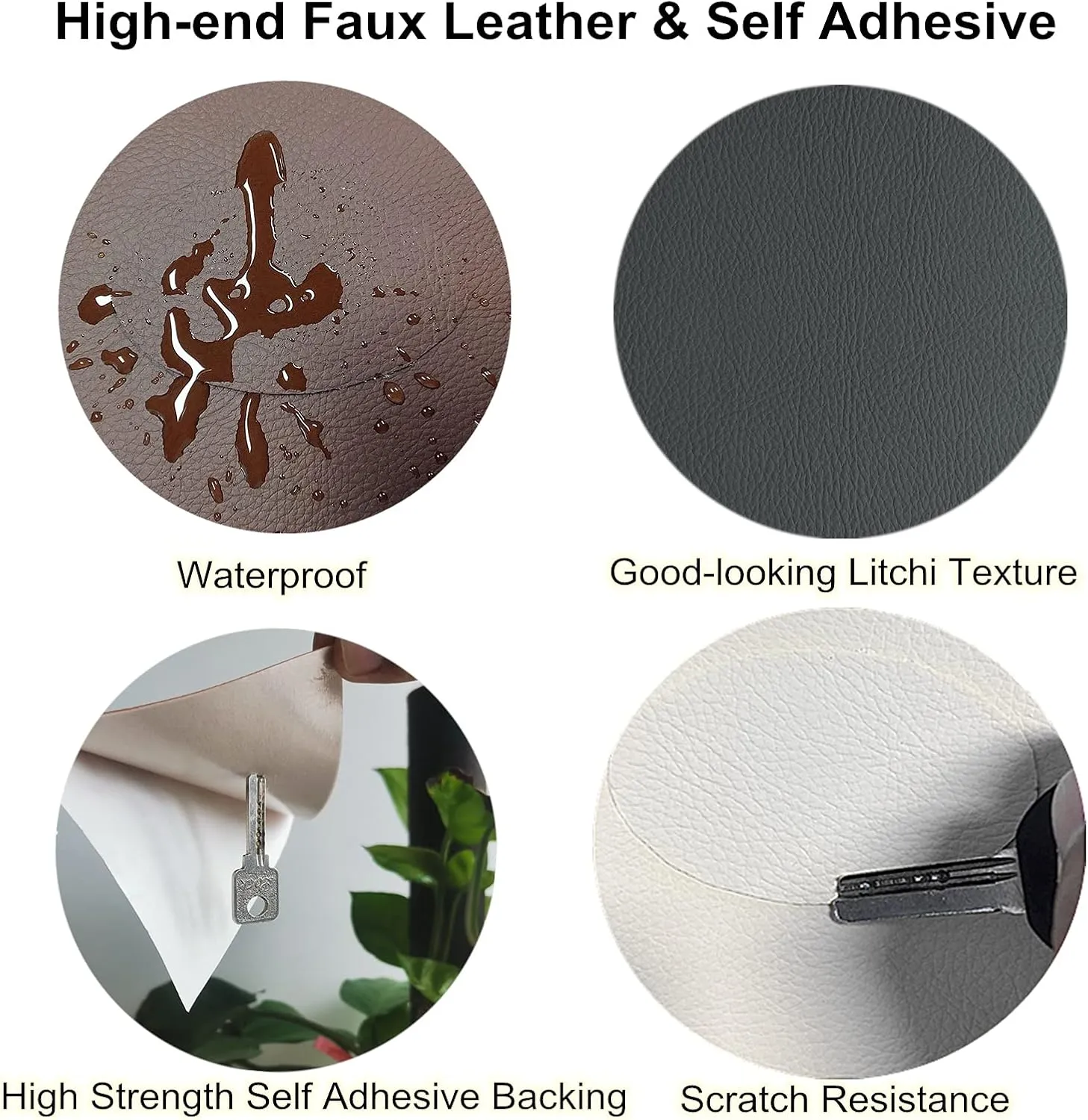 ILOFRI Large Leather Repair Patch 60x17 inch, Self Adhesive Vinyl and Leather Repair Tape Kit for Couch, Car Seat, Furniture, Upholstery, Sofa, Chairs, Handbags - Beige White