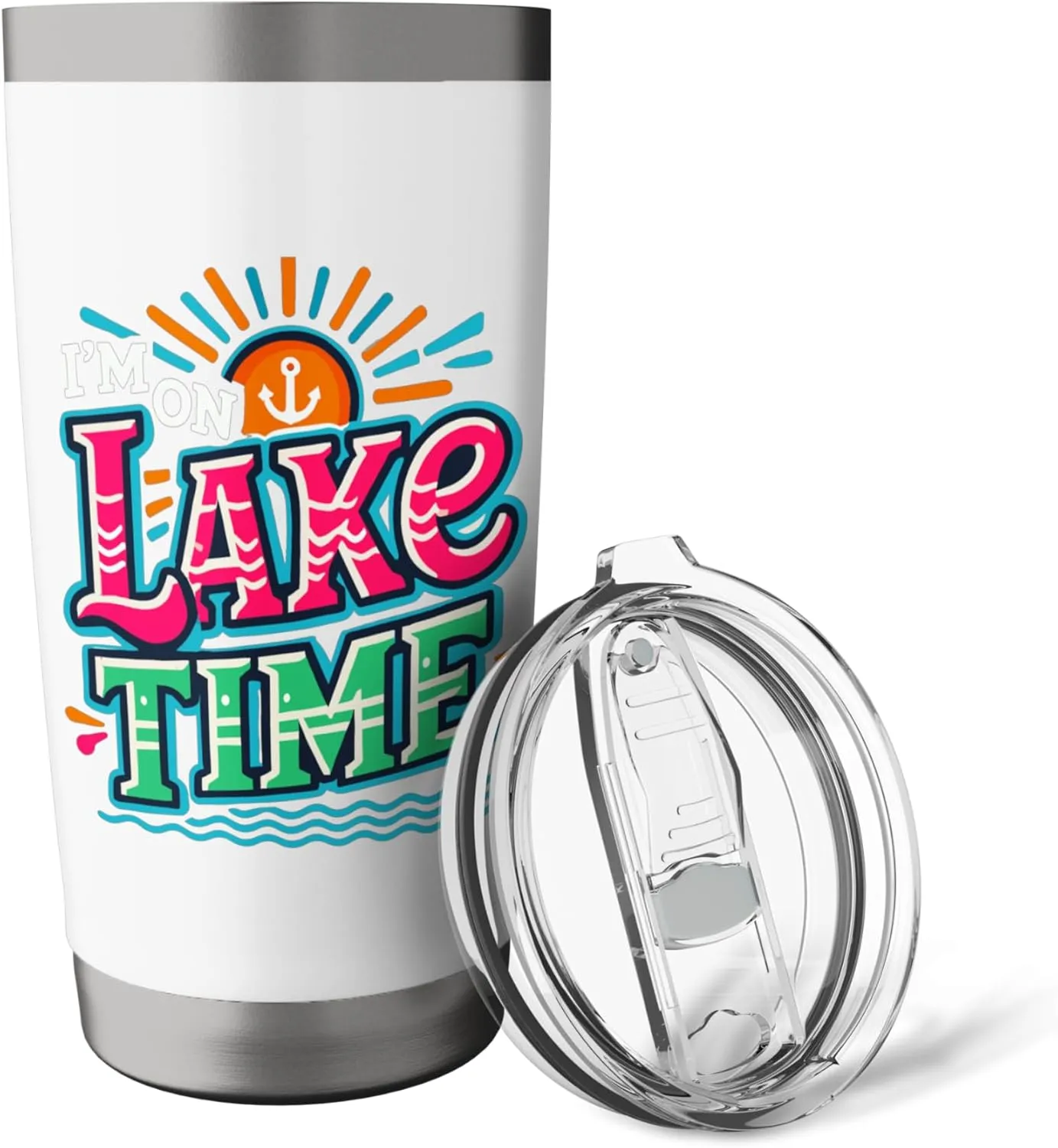 I'm On Lake Time Summer Boating Fishing Kayaking Stainless Steel Insulated Tumbler