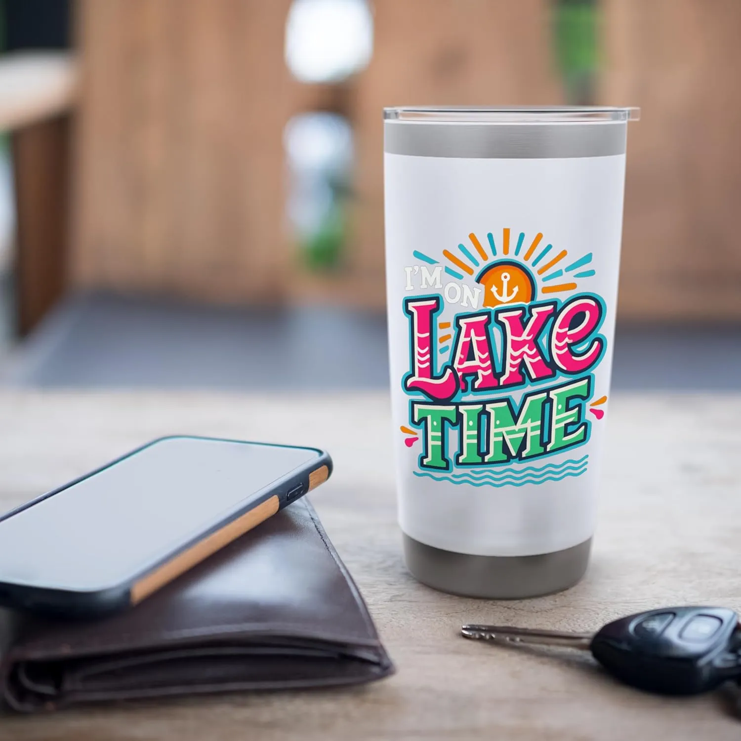 I'm On Lake Time Summer Boating Fishing Kayaking Stainless Steel Insulated Tumbler