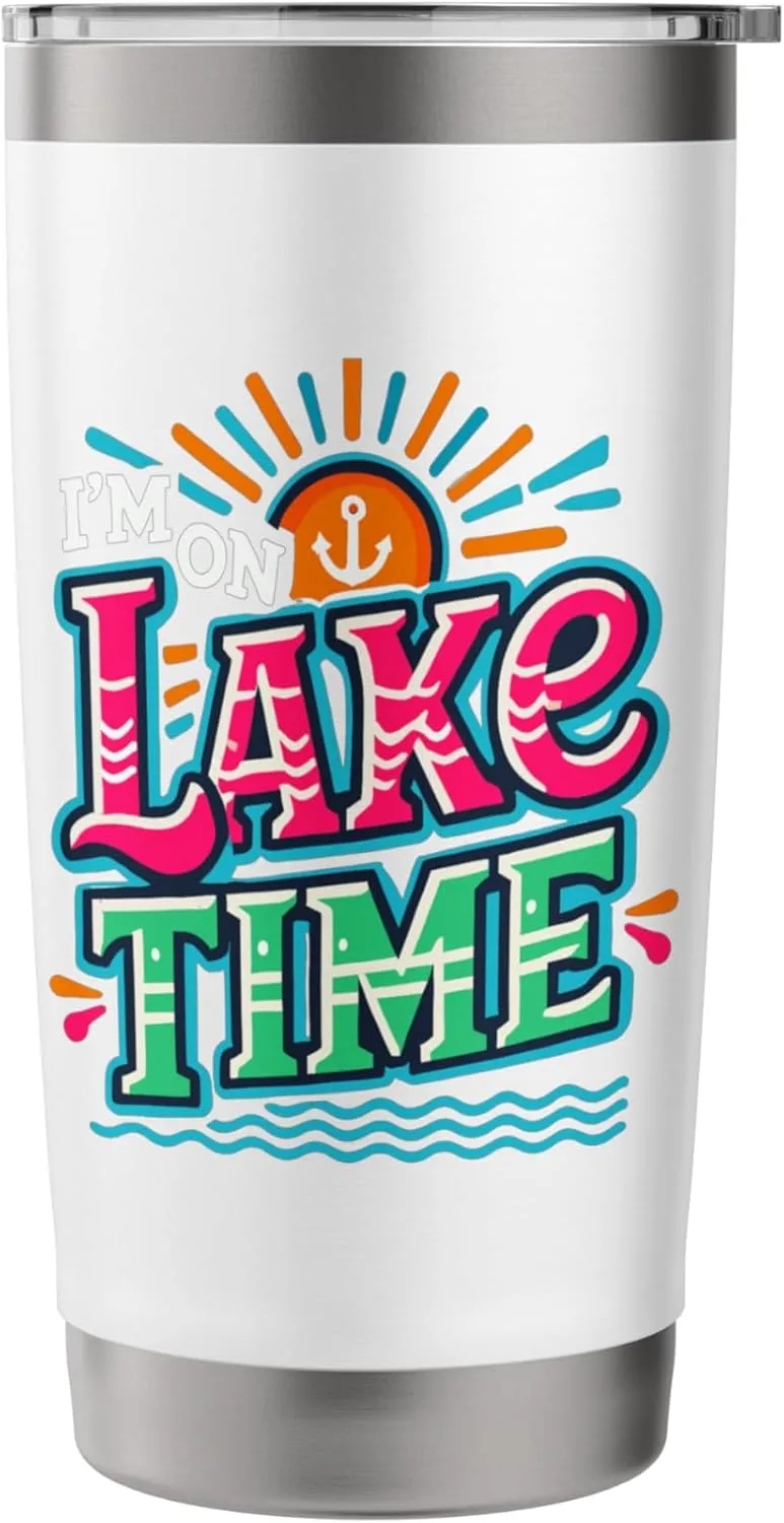 I'm On Lake Time Summer Boating Fishing Kayaking Stainless Steel Insulated Tumbler