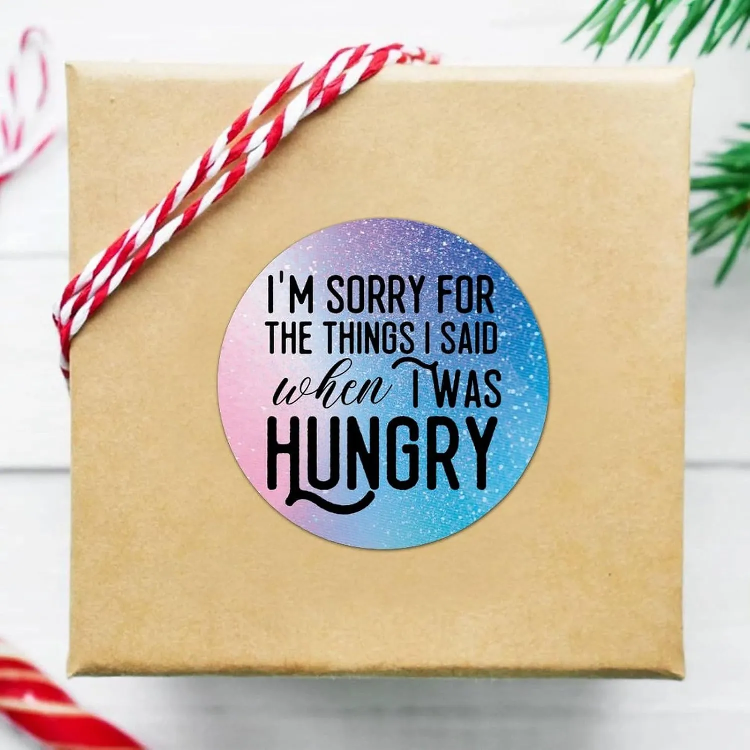 I'm Sorry for The Things I Said When I was Hungry Labels Stickers,Quote Sticker for Laptop Envelope Seals Jar Water Bottles Goodie Bags Decoration Wedding Xmas Holiday Party Favors Gifts 1.5"