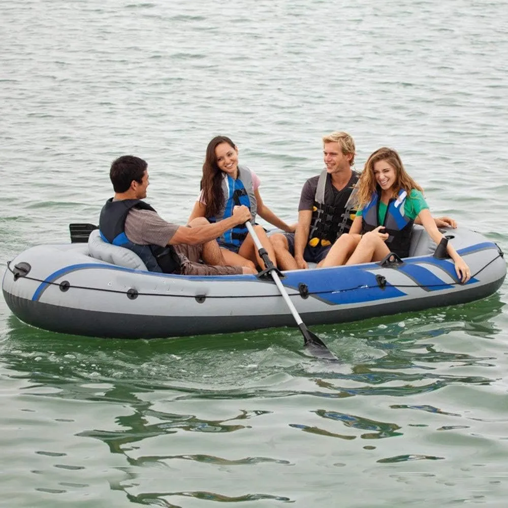 Inflatable Kayak,Drifter Four-Person Inflatable Boat 4 People Rubber Rowing Fishing Boat Thickening Increase/Gray