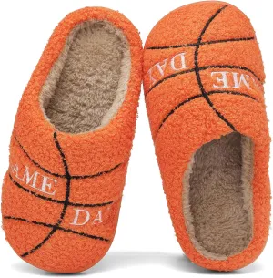 INMINPIN Kids Girls Boys Ball Sports Slippers Soft Curly House Shoes Memory Foam Non-Slip Indoor Outdoor Slippers for Sports Fan