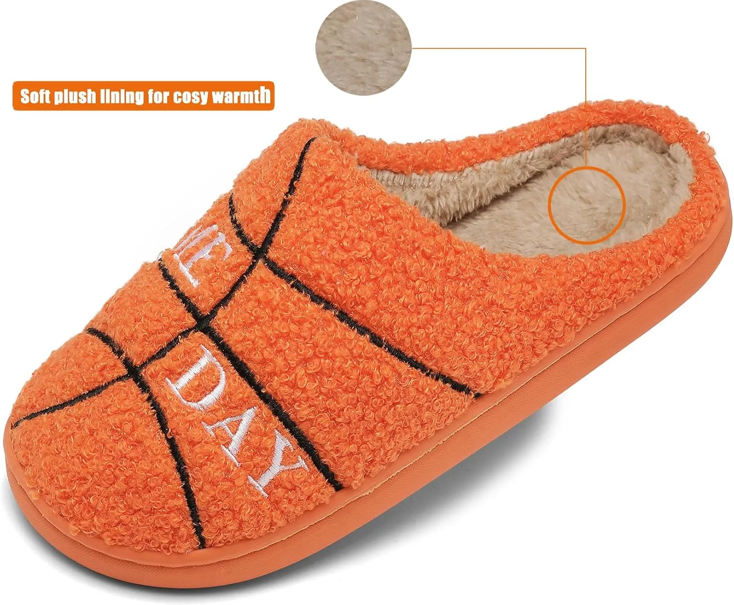 INMINPIN Kids Girls Boys Ball Sports Slippers Soft Curly House Shoes Memory Foam Non-Slip Indoor Outdoor Slippers for Sports Fan