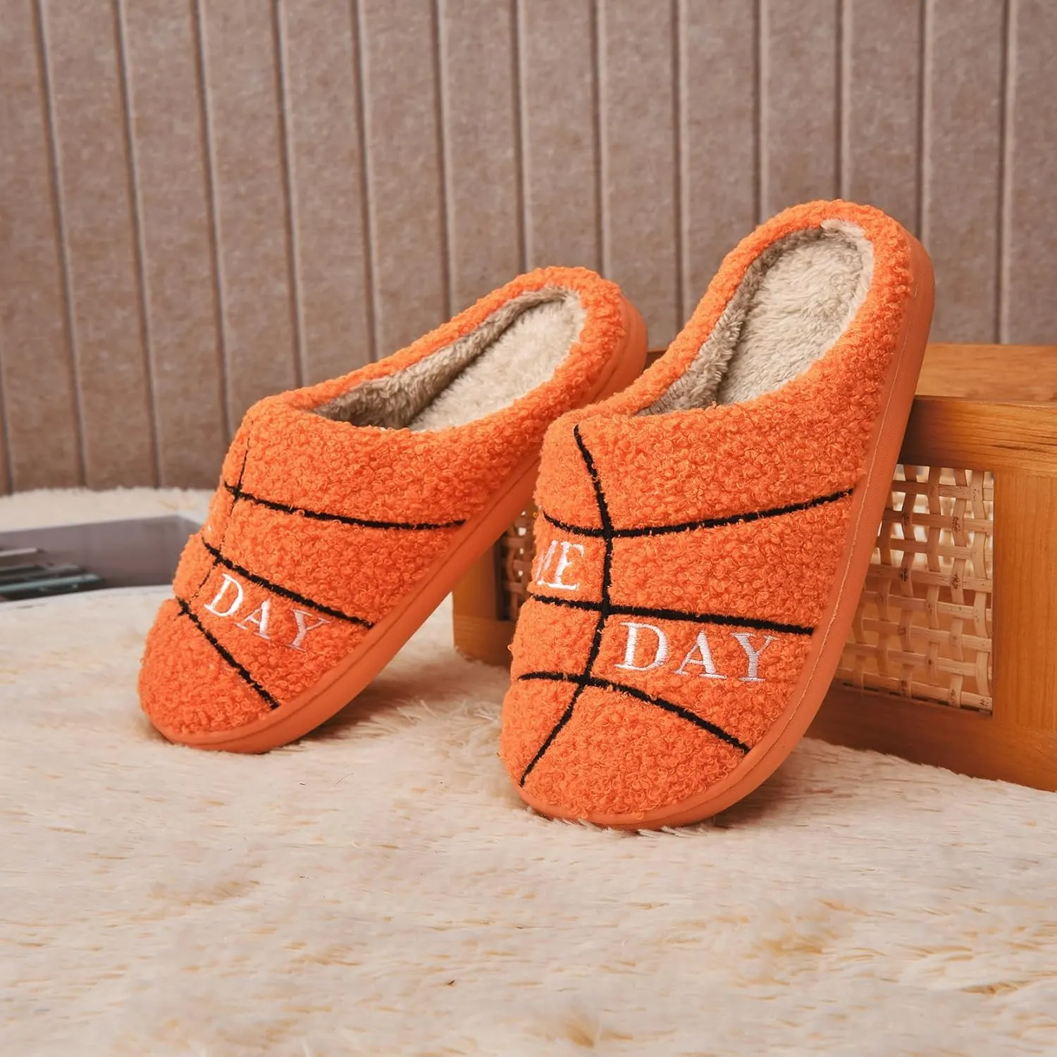 INMINPIN Kids Girls Boys Ball Sports Slippers Soft Curly House Shoes Memory Foam Non-Slip Indoor Outdoor Slippers for Sports Fan