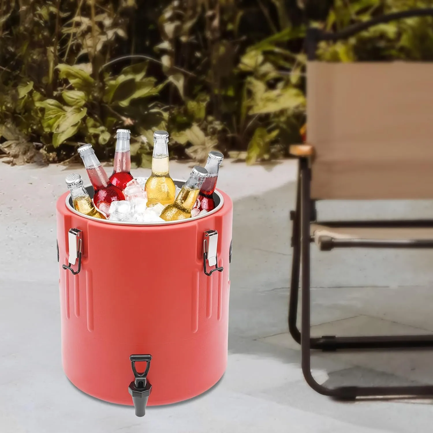 Insulated Beverage Dispenser, Hot & Cold Drink Dispenser with Stainless Steel Interior and Spout/Spigot, Portable Cooler for Camping, Parties, Stalls, Banquets (40L)