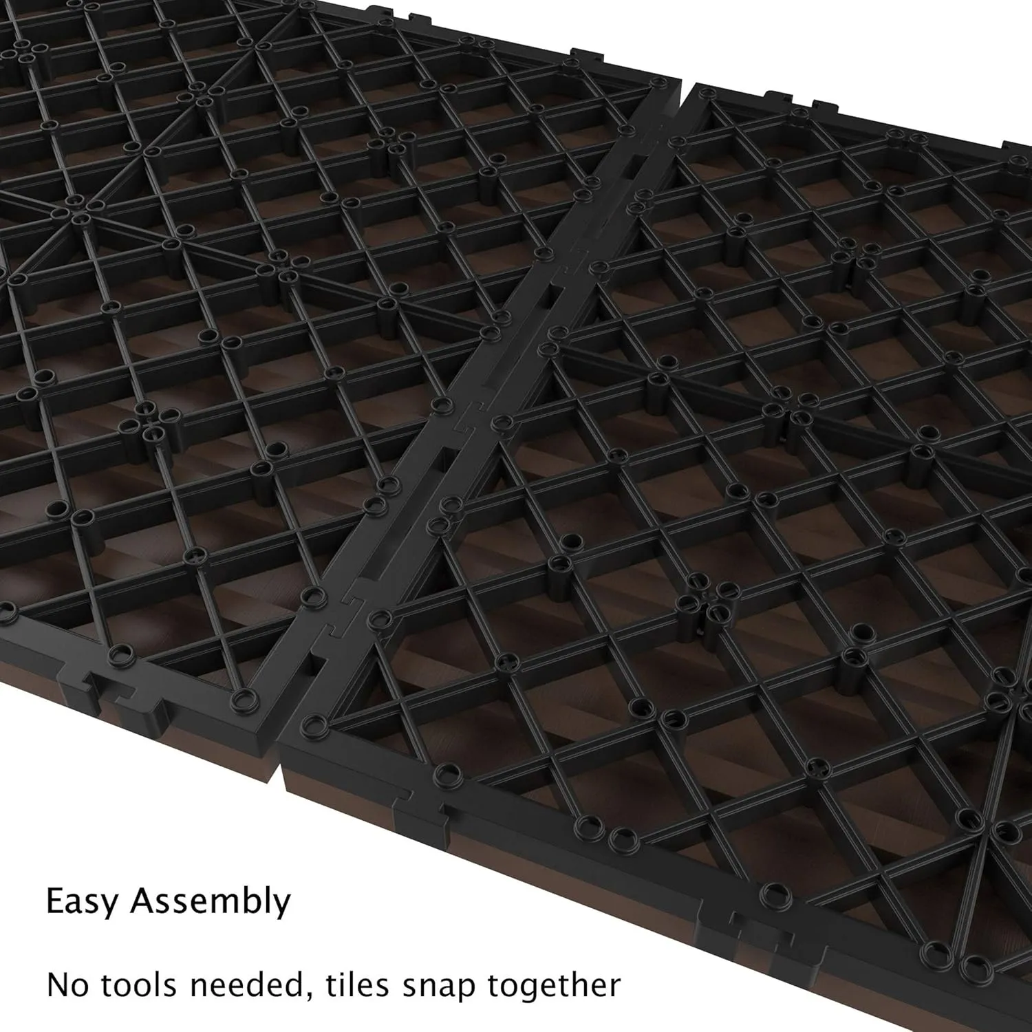 Interlocking Deck Tiles - 6-Pack Wood Plastic Composite Patio Tiles - Outdoor Flooring for Balcony, Porch, and Garage by Pure Garden (Brown)