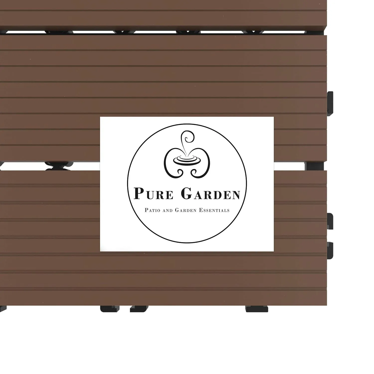 Interlocking Deck Tiles - 6-Pack Wood Plastic Composite Patio Tiles - Outdoor Flooring for Balcony, Porch, and Garage by Pure Garden (Brown)