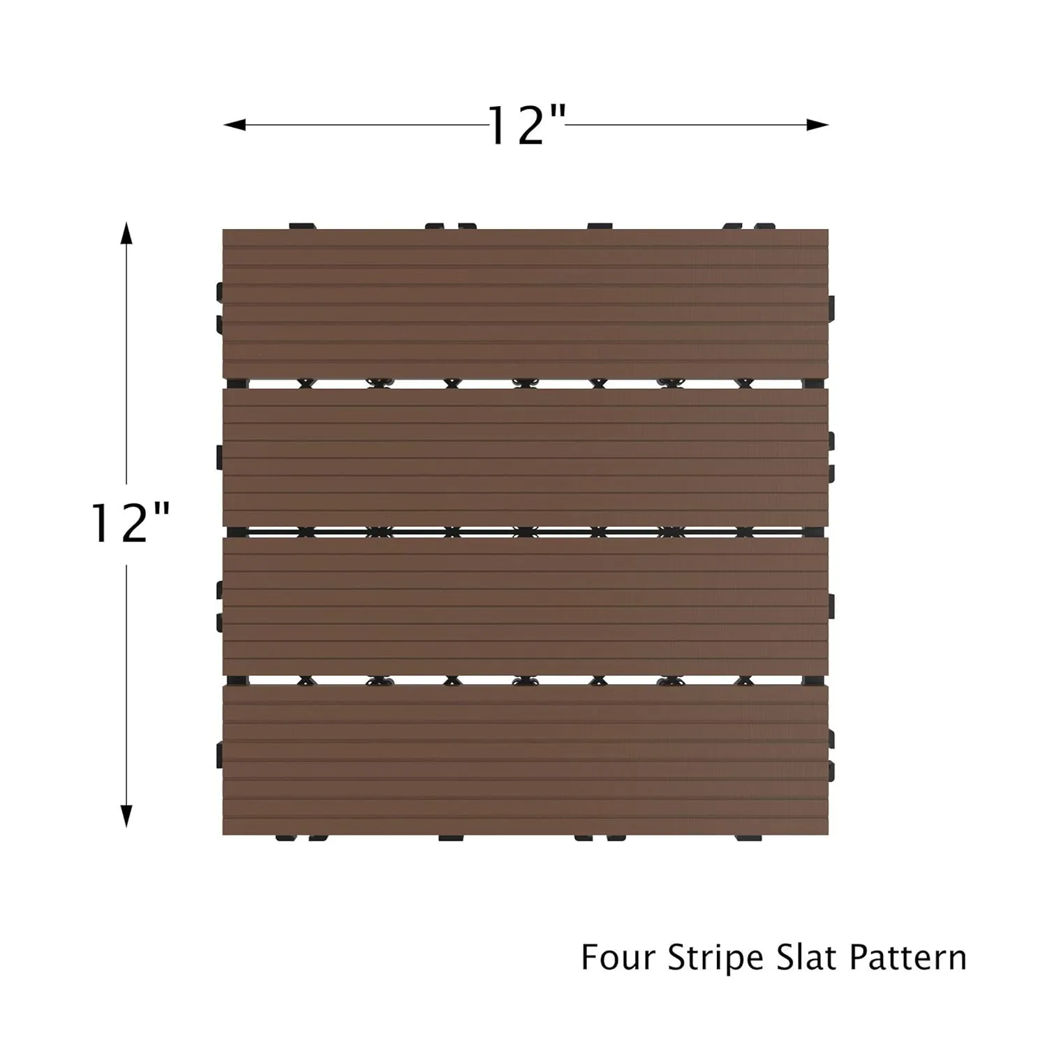 Interlocking Deck Tiles - 6-Pack Wood Plastic Composite Patio Tiles - Outdoor Flooring for Balcony, Porch, and Garage by Pure Garden (Brown)