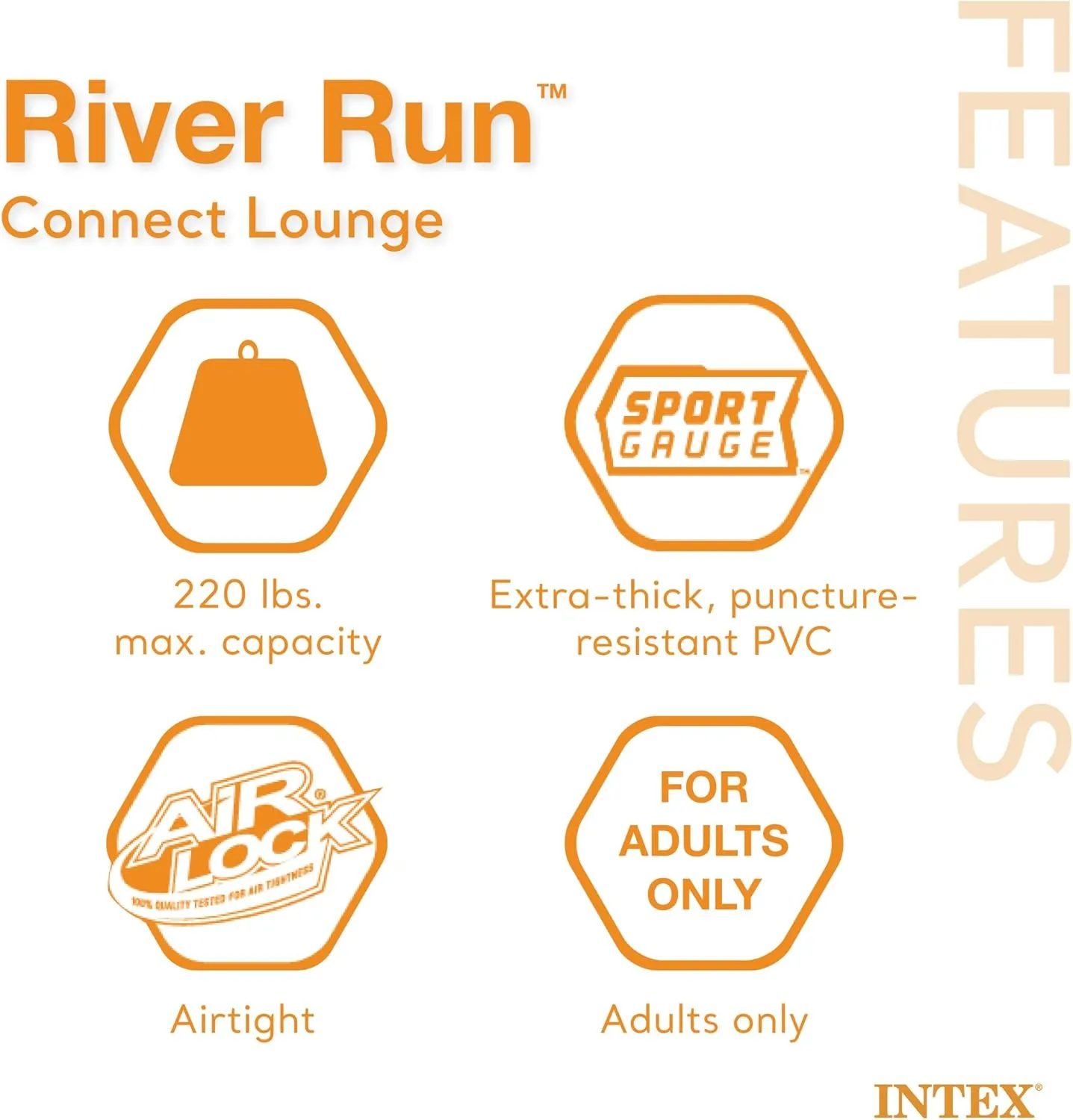 Intex River Run Single Person Inflatable Connecting Lounge Tube