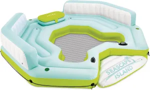 Intex Seascape Inflatable Island Float Ultimate Water Hangout Lounge with Built In Cooler Area, Cup Holder, and Oversized Backrests for Adults