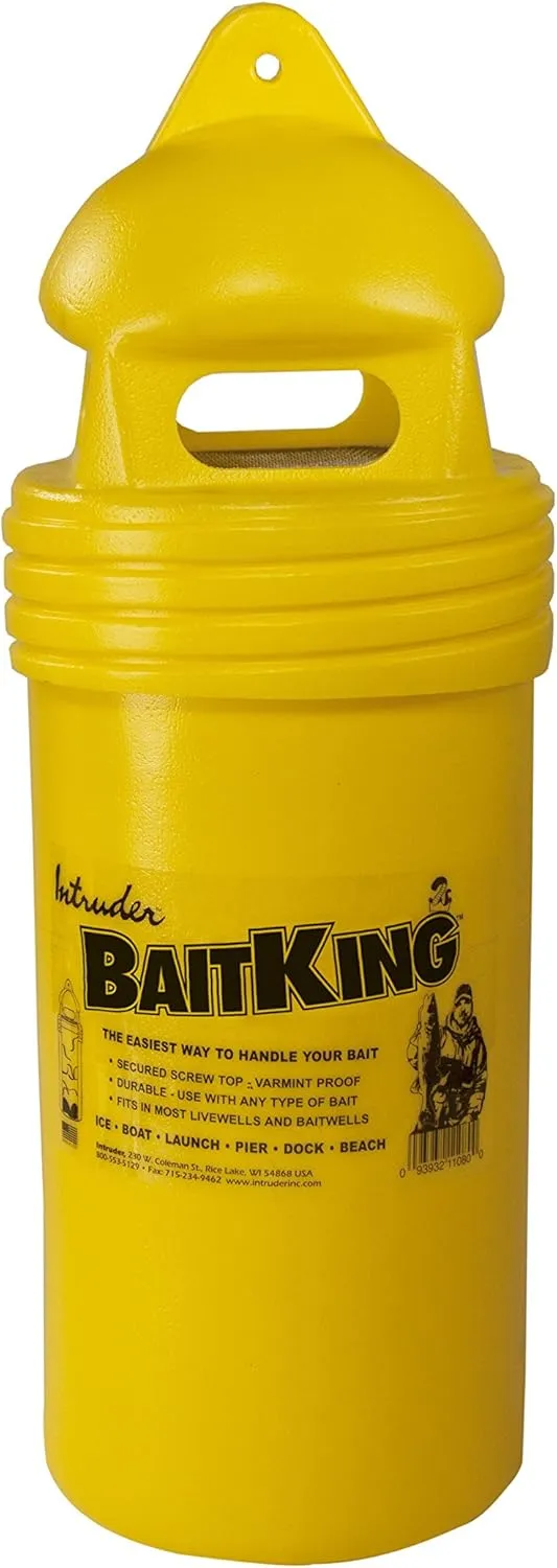 INTRUDER BaitKing, Live Bait Bucket, Use Trolling, Floating or Even Ice Fishing, Screened Top, Large, 17-inch x 6.25-inch