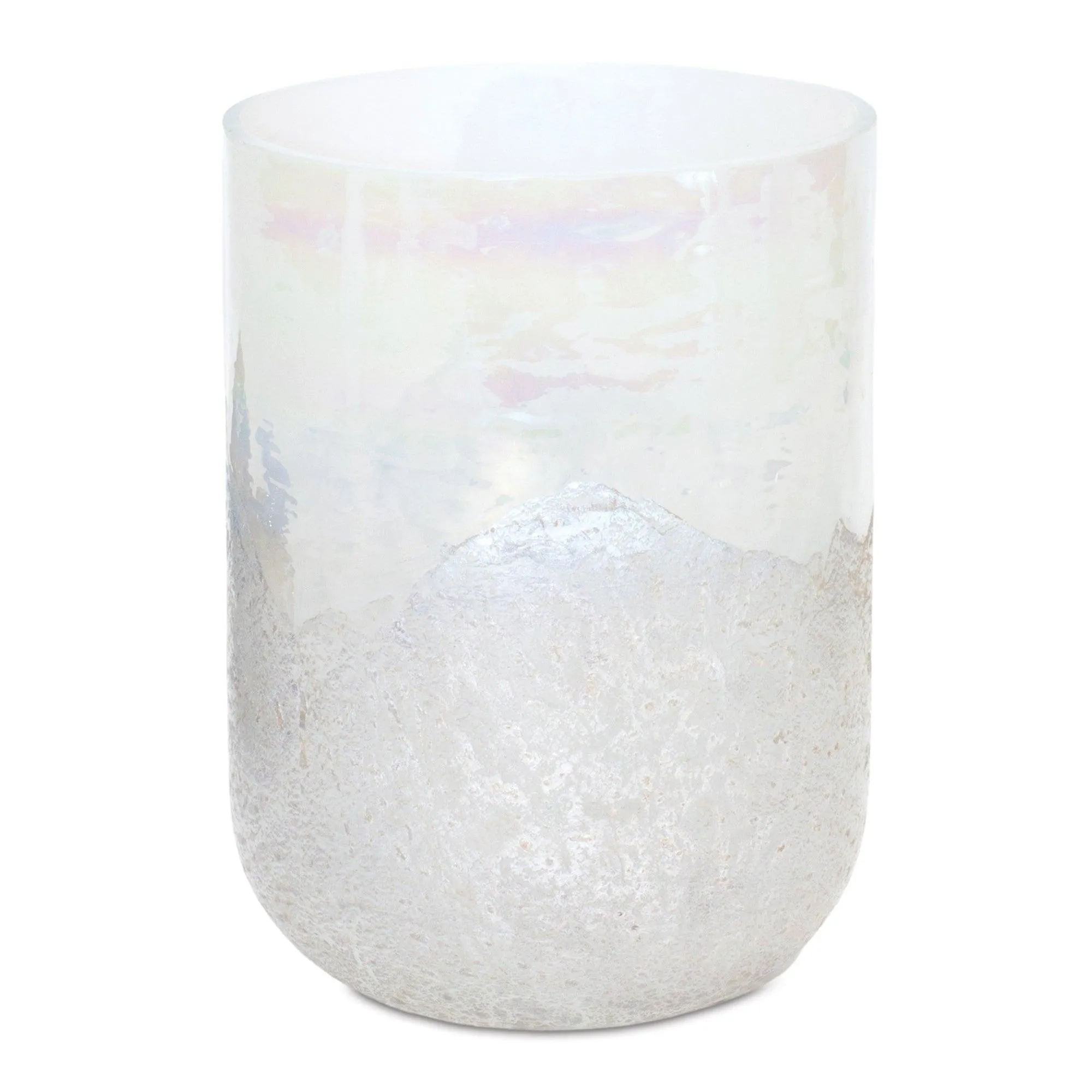Irredescent Glass Candle Holder 7"H