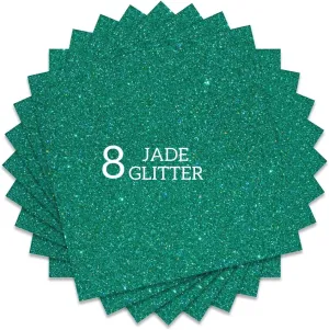 Jade Green Glitter HTV Heat Transfer Vinyl Bundle 8 Sheets-12"x12" Iron on for DIY Shirts Gifts