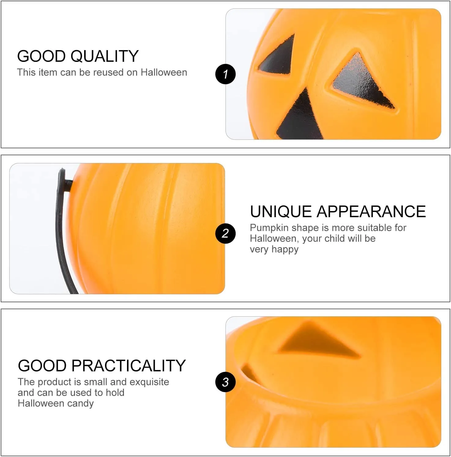 Jagmag® 6pcs Mini Halloween Pumpkin Candy Bucket Little Plastic Pumpkin Bucket Children Trick or Treat Bags for Party Favors Table Decoration Props