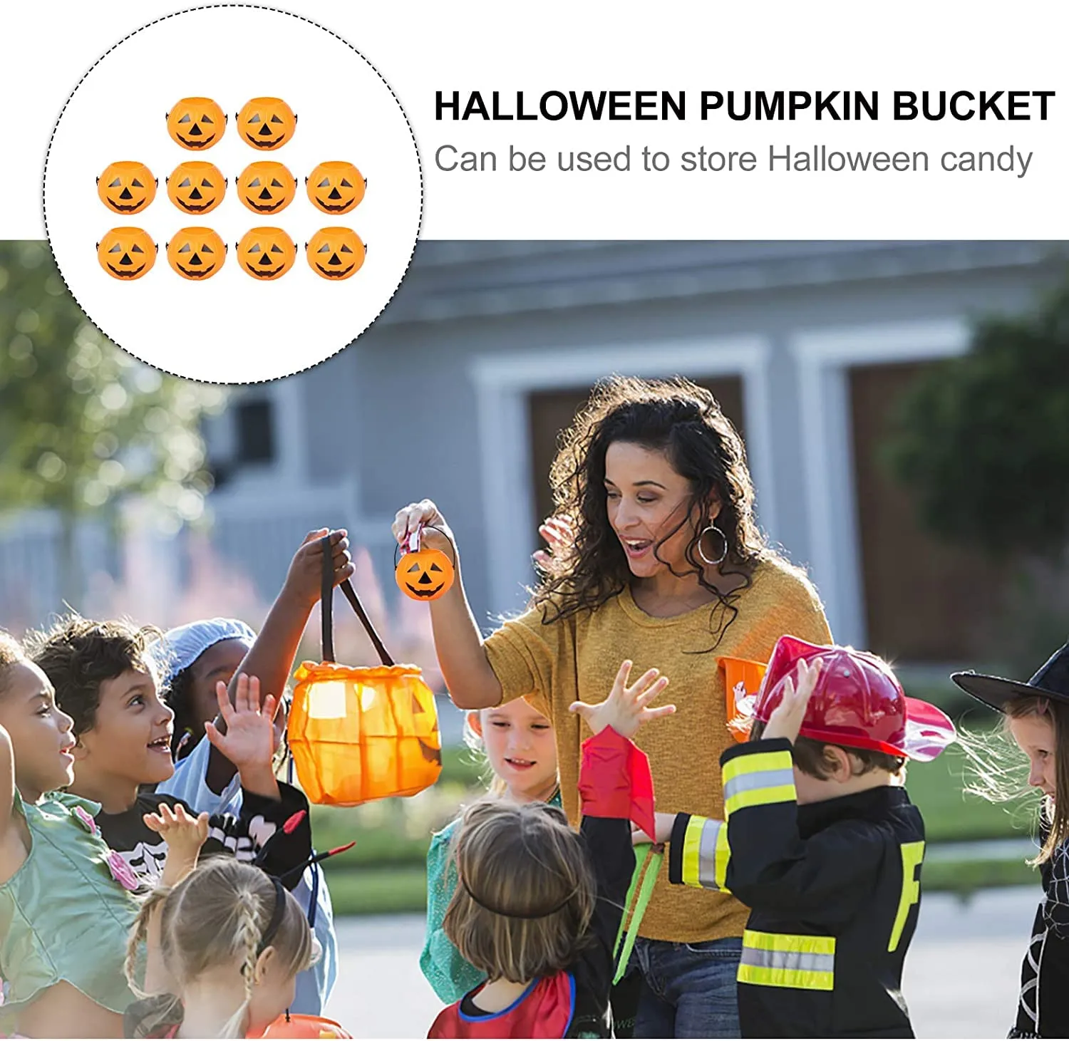 Jagmag® 6pcs Mini Halloween Pumpkin Candy Bucket Little Plastic Pumpkin Bucket Children Trick or Treat Bags for Party Favors Table Decoration Props