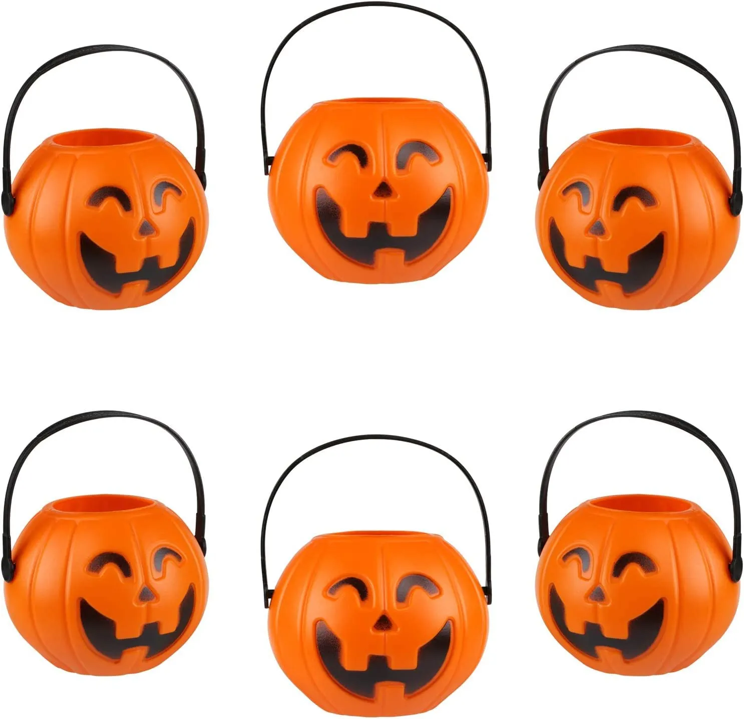 Jagmag® 6pcs Mini Halloween Pumpkin Candy Bucket Little Plastic Pumpkin Bucket Children Trick or Treat Bags for Party Favors Table Decoration Props