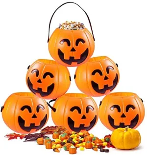 Jagmag® 6pcs Mini Halloween Pumpkin Candy Bucket Little Plastic Pumpkin Bucket Children Trick or Treat Bags for Party Favors Table Decoration Props