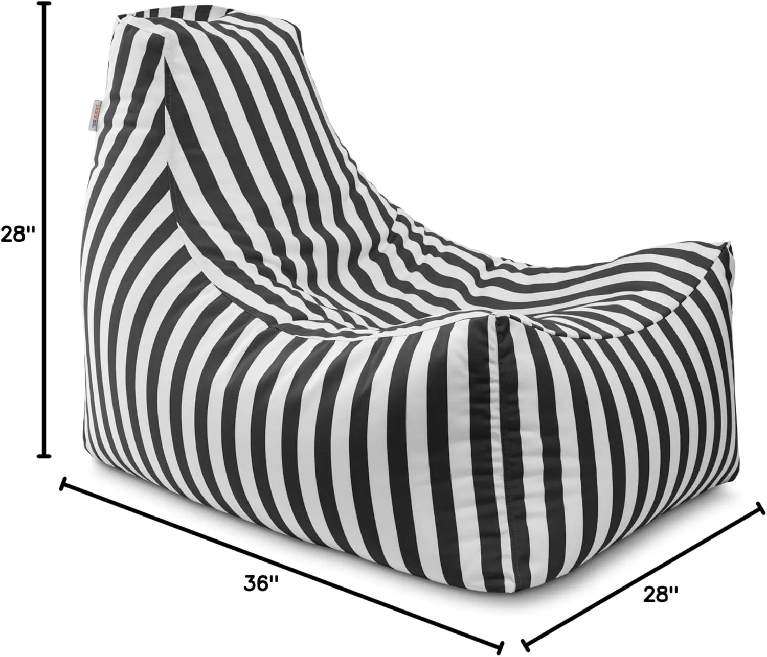Jaxx Juniper Outdoor Bean Bag Patio Chair & Poolside Lounge, Black & White Striped