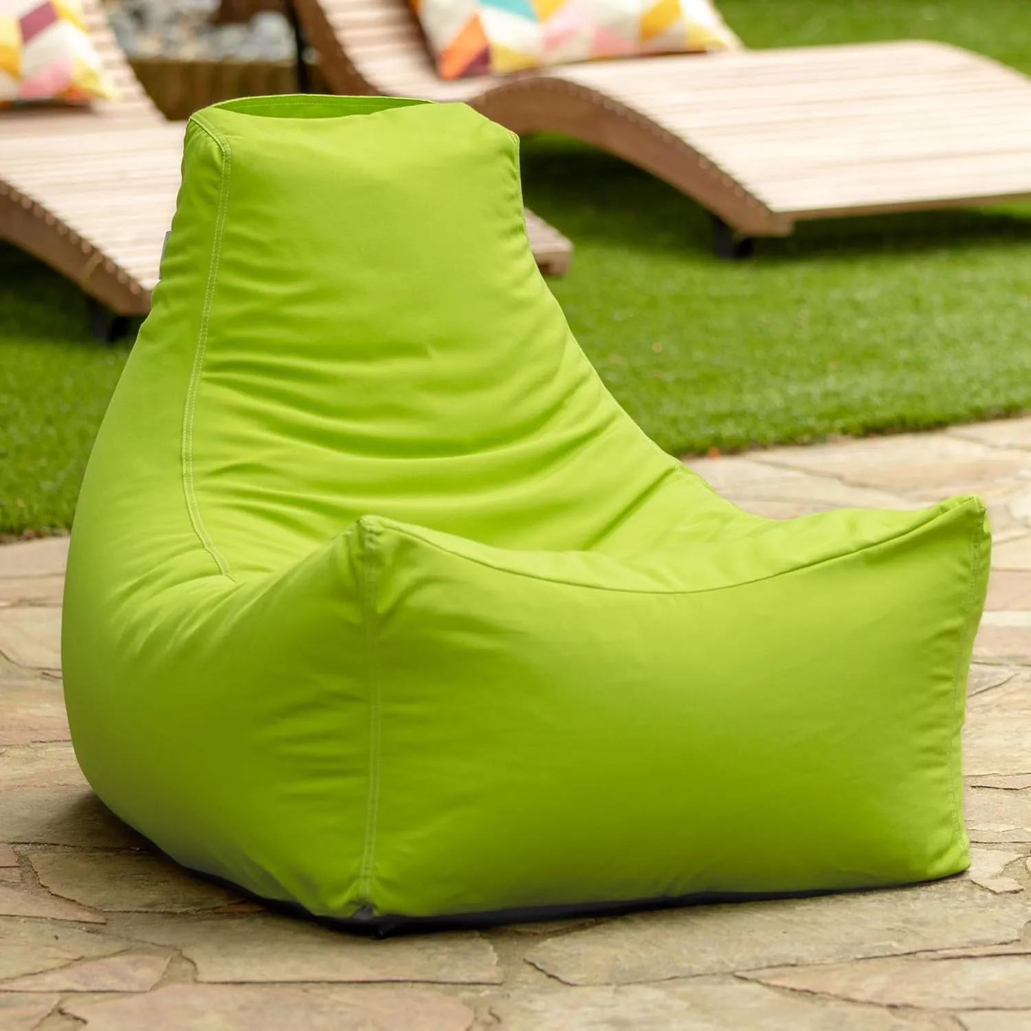 Jaxx Juniper Outdoor Bean Bag Patio Chair & Poolside Lounge, Black & White Striped