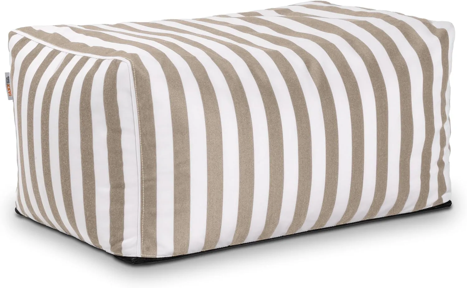 Jaxx Leon Outdoor Bean Bag Ottoman, Taupe Striped