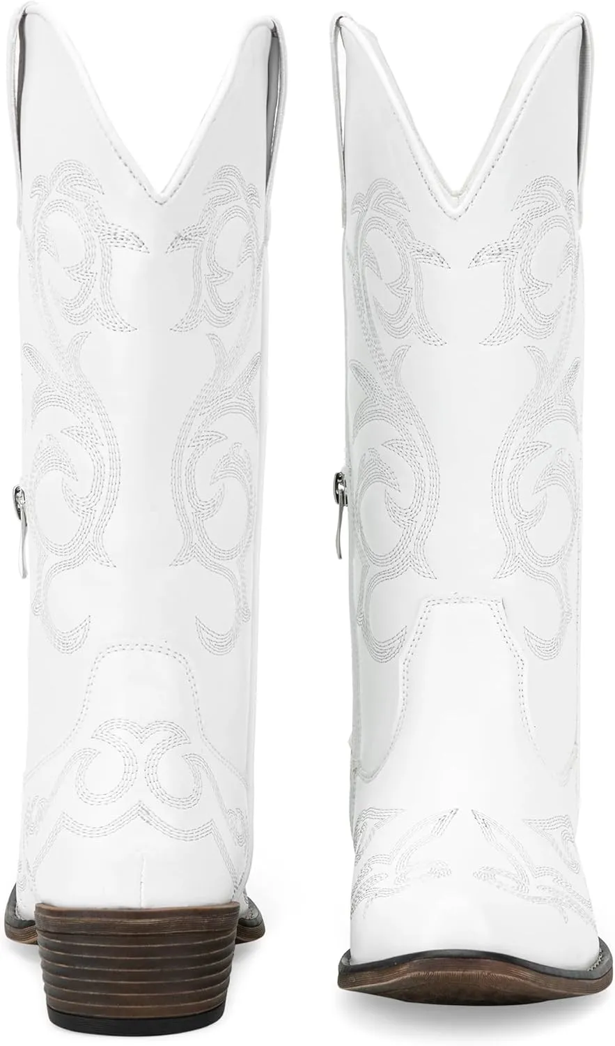 Jeossy 9808 Cowboy Boots for Women Wide Calf, Mid Calf Cowgirl Boots with Low Heel, Western Shoes with Side Zipper