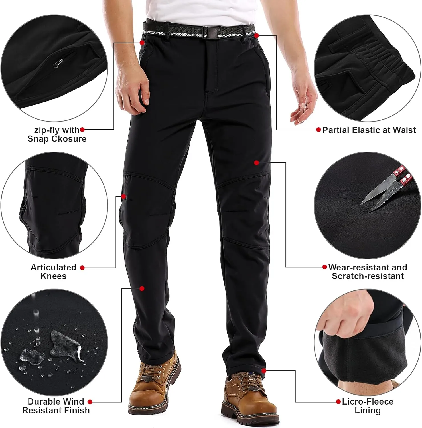 Jessie Kidden Mens Waterproof Hiking Pants Outdoor Snow Ski Fishing Fleece Lined Insulated Winter Pants
