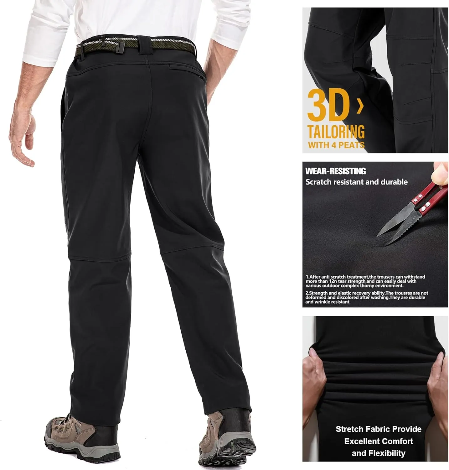 Jessie Kidden Mens Waterproof Hiking Pants Outdoor Snow Ski Fishing Fleece Lined Insulated Winter Pants