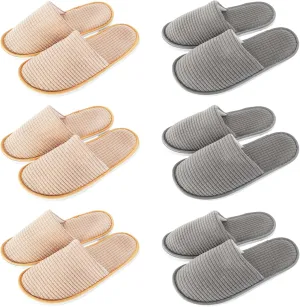 jeuhut 6 Pairs Disposable Slippers For Guests,Hotel,Spa,Travel,Shoeless Home,Spa Slippers With Pouch,Non-Slip
