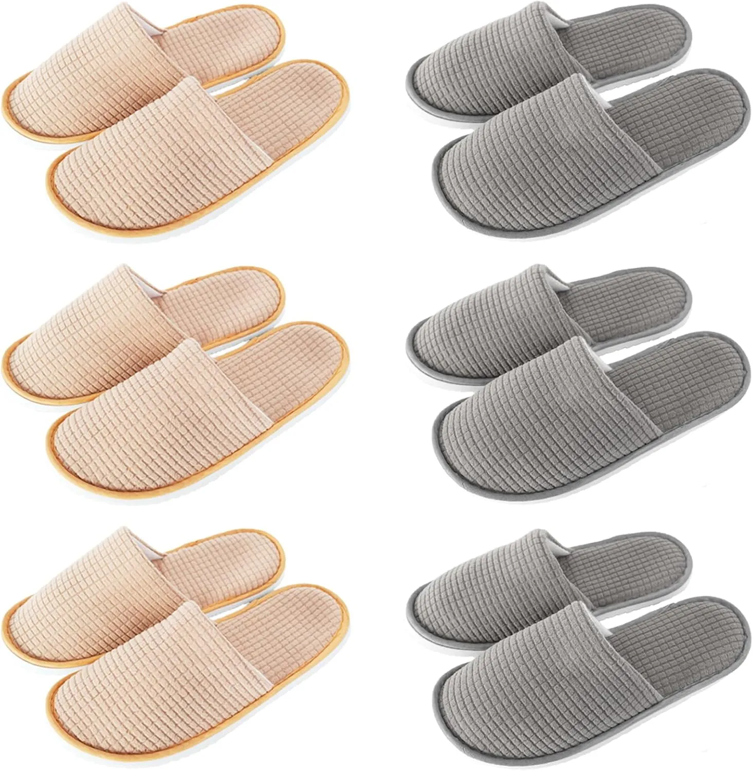 jeuhut 6 Pairs Disposable Slippers For Guests,Hotel,Spa,Travel,Shoeless Home,Spa Slippers With Pouch,Non-Slip