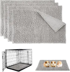 JMIATRY 4PCS Guinea Pig Fleece Cage Liners 16 x 24 Inch Gray Guinea Pig Mat Resuable Guinea Pig Pee Pads Washable Guinea Pig Blanket Guinea Pig Liners for Small Animals Hamster Rabbit