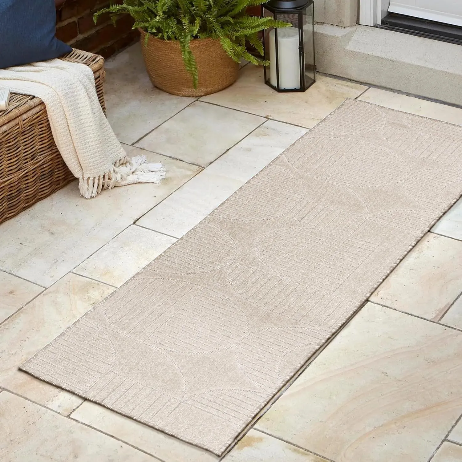 JONATHAN Y SCN104B-28 Nordby High-Low Geometric Arch Scandi Striped Indoor/Outdoor Runner Rug, Modern, Contemporary, Geometric, Bohemian,Bedroom,Kitchen,Living Room,Non Shedding, Ivory/Cream,2' x 8'
