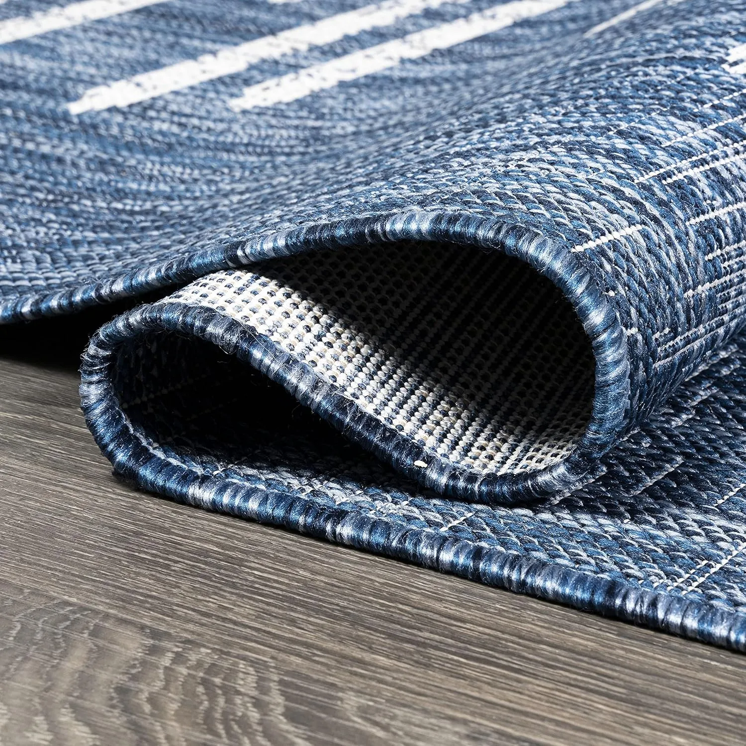 JONATHAN Y SMB124C-28 Zolak Berber Stripe Geometric Indoor Outdoor Runner Rug Bohemian Contemporary Easy Cleaning Bedroom Kitchen Backyard Patio Non Shedding, 2 X 8, Blue/Ivory
