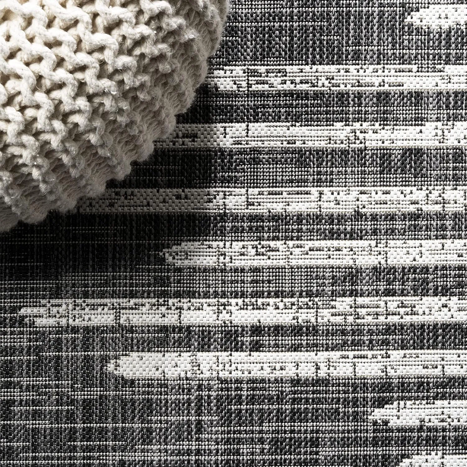 JONATHAN Y SMB124E-28 Zolak Berber Stripe Geometric Indoor Outdoor Runner Rug Bohemian Contemporary Easy-Cleaning Bedroom Kitchen Backyard Patio Non Shedding, 2 X 8, Black/Ivory