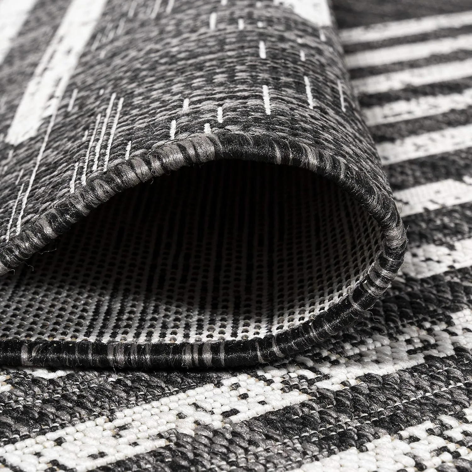 JONATHAN Y SMB124E-28 Zolak Berber Stripe Geometric Indoor Outdoor Runner Rug Bohemian Contemporary Easy-Cleaning Bedroom Kitchen Backyard Patio Non Shedding, 2 X 8, Black/Ivory