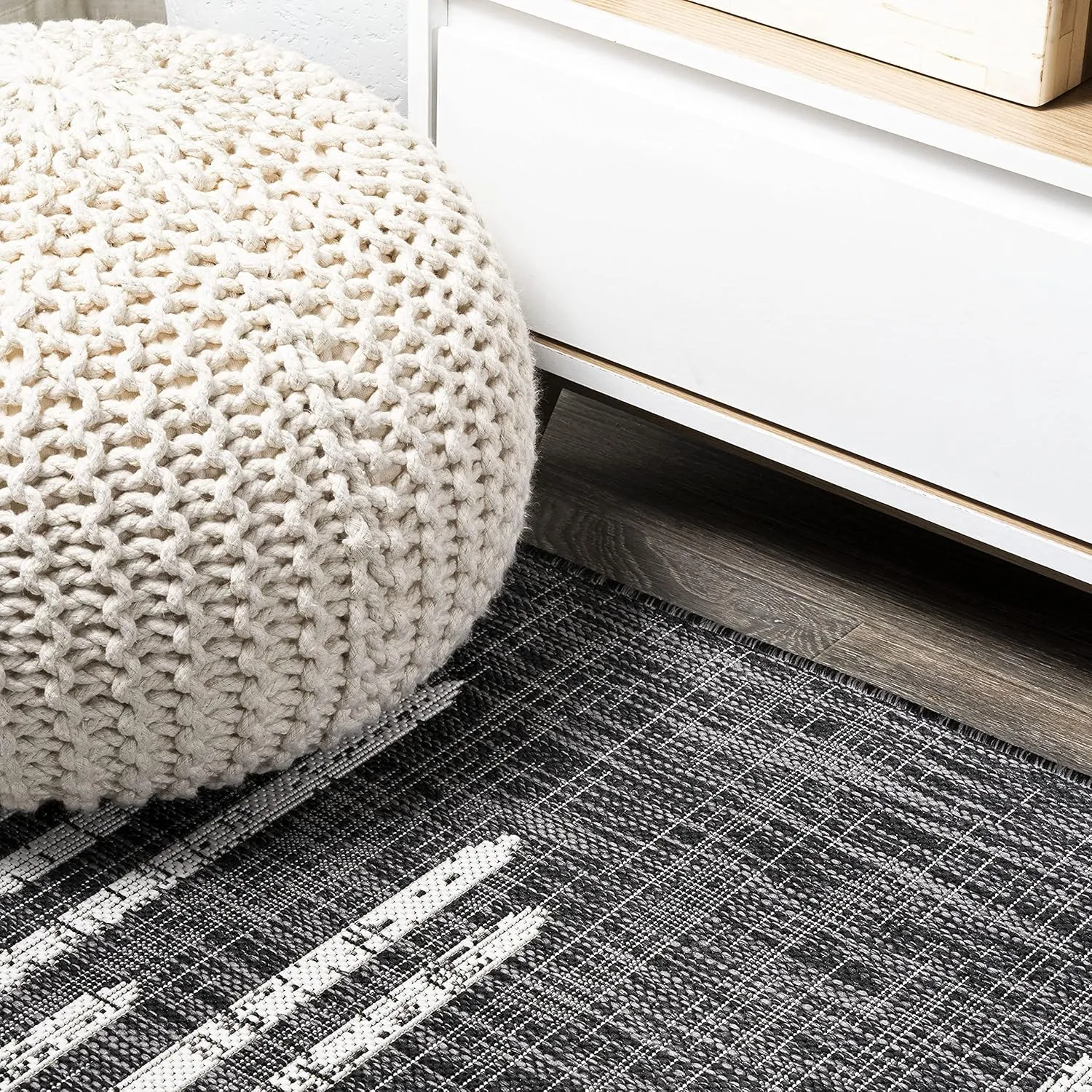 JONATHAN Y SMB124E-28 Zolak Berber Stripe Geometric Indoor Outdoor Runner Rug Bohemian Contemporary Easy-Cleaning Bedroom Kitchen Backyard Patio Non Shedding, 2 X 8, Black/Ivory