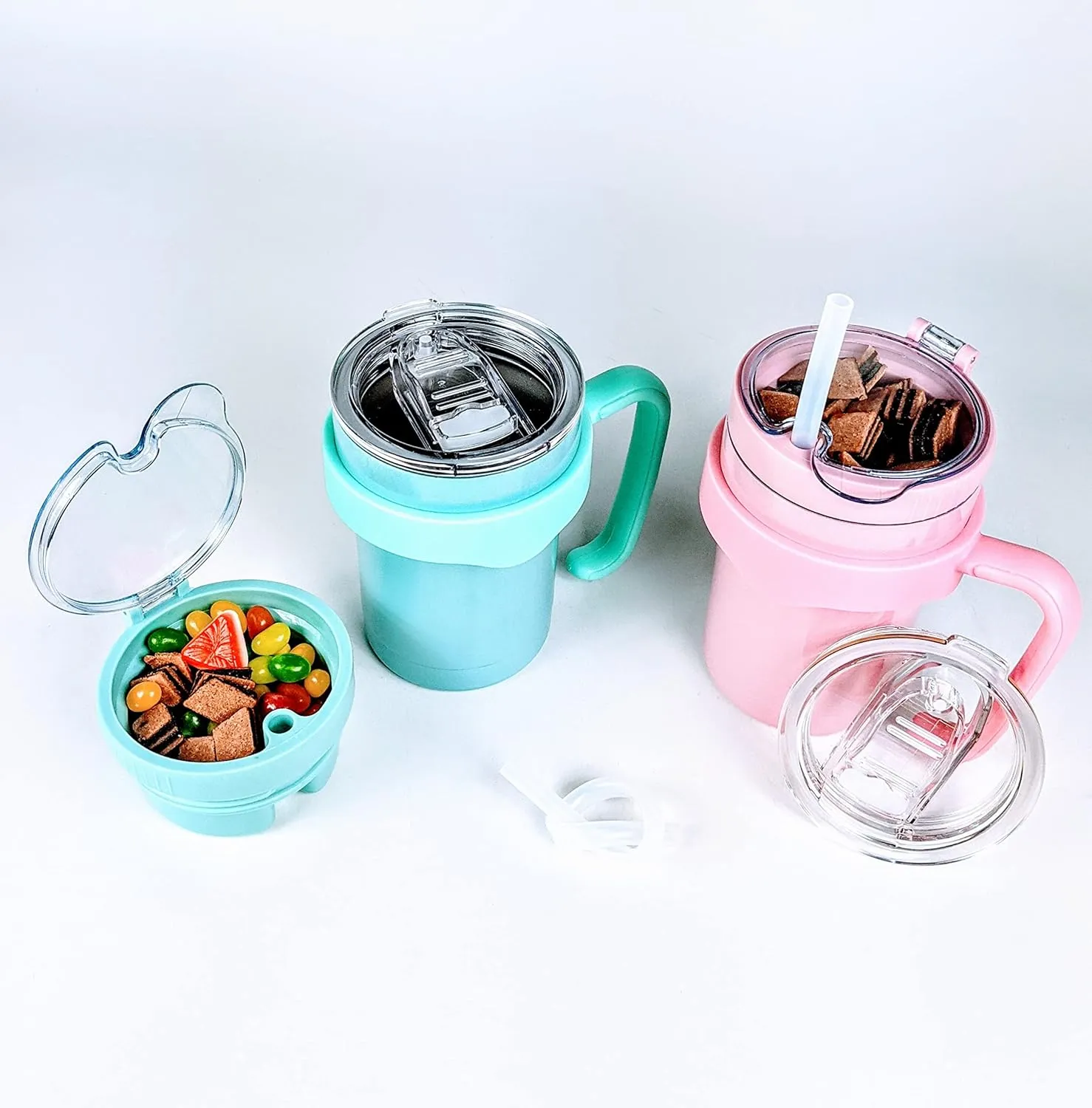 JOVIAL All In One Insulated Snack and Drink Cup 12 Oz-Glitter Aqua