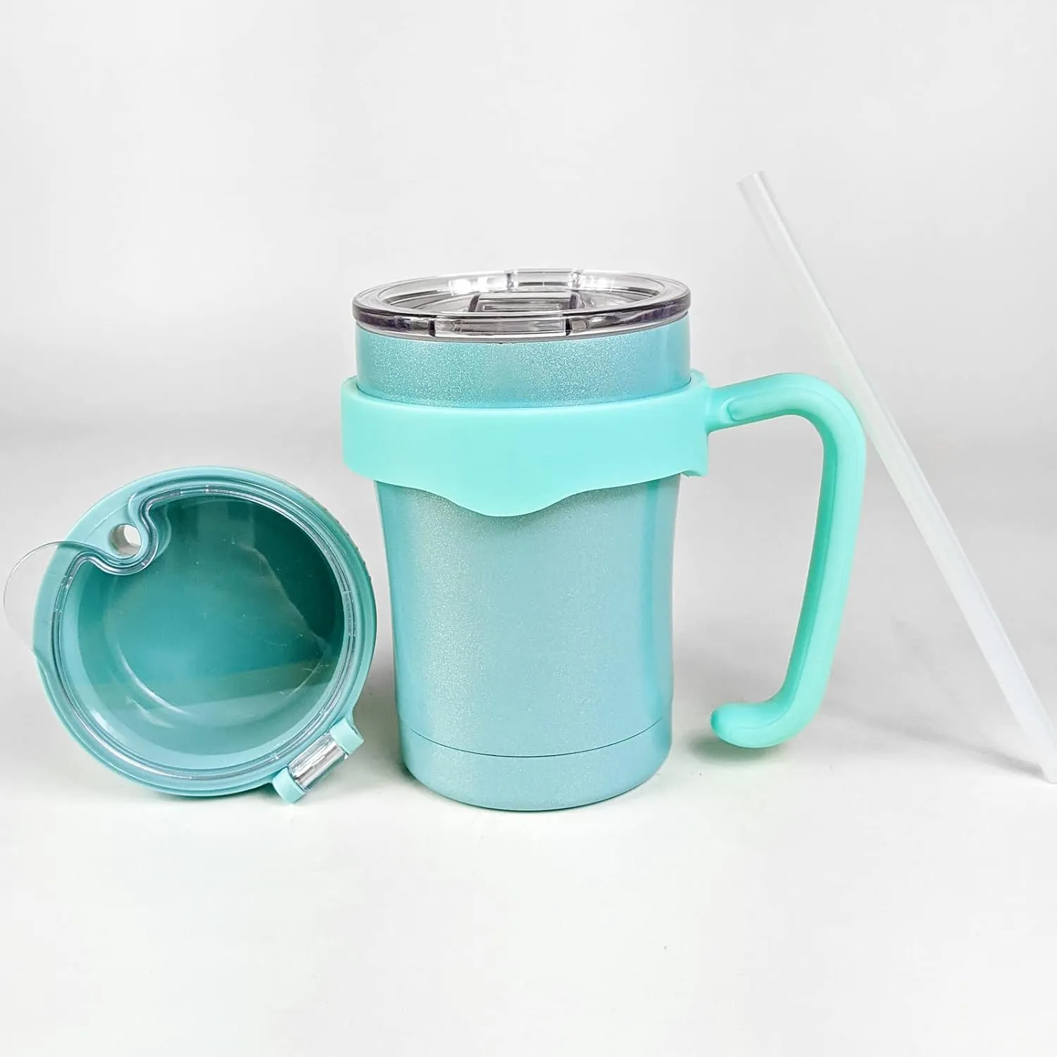 JOVIAL All In One Insulated Snack and Drink Cup 12 Oz-Glitter Aqua