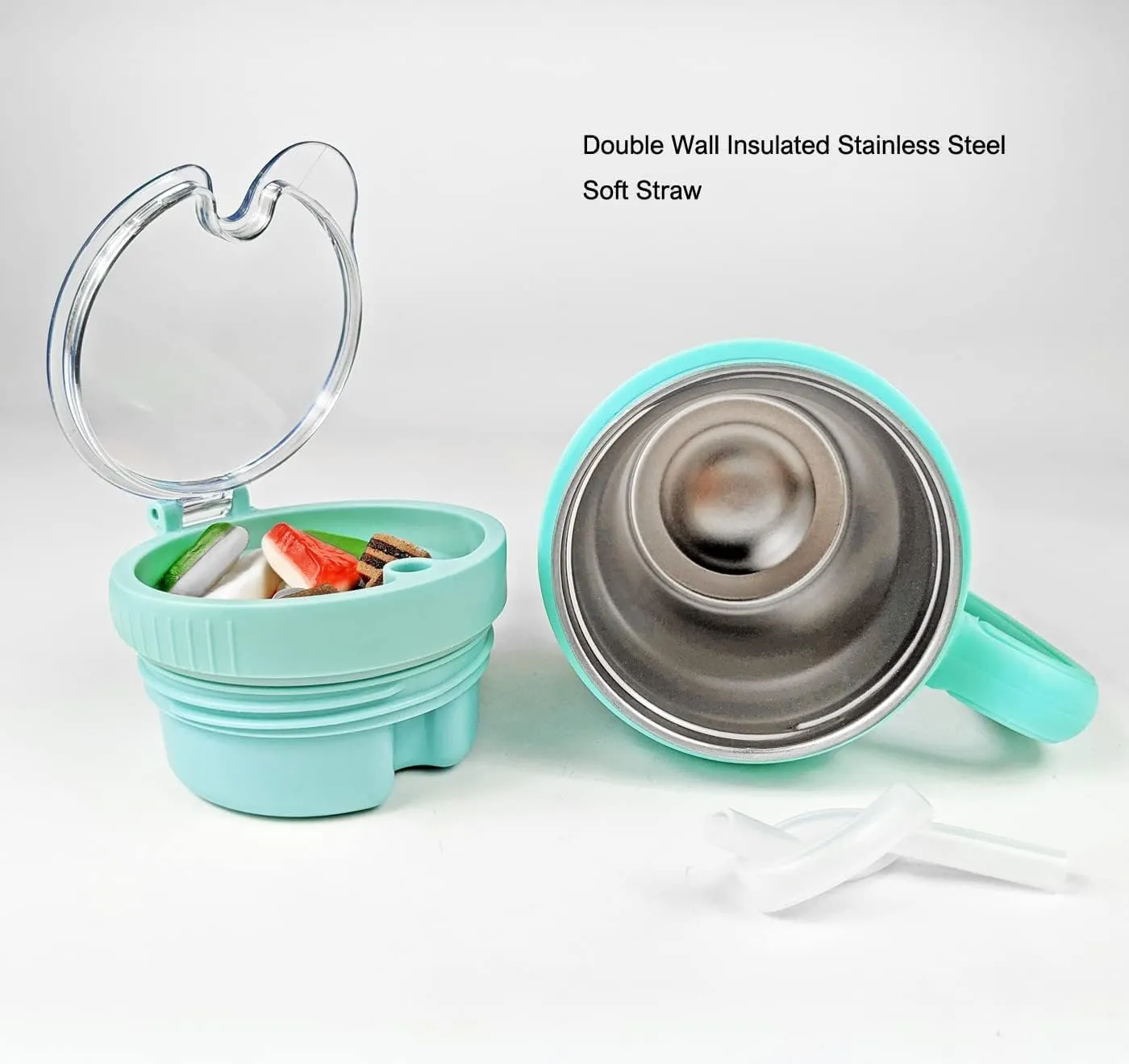 JOVIAL All In One Insulated Snack and Drink Cup 12 Oz-Glitter Aqua