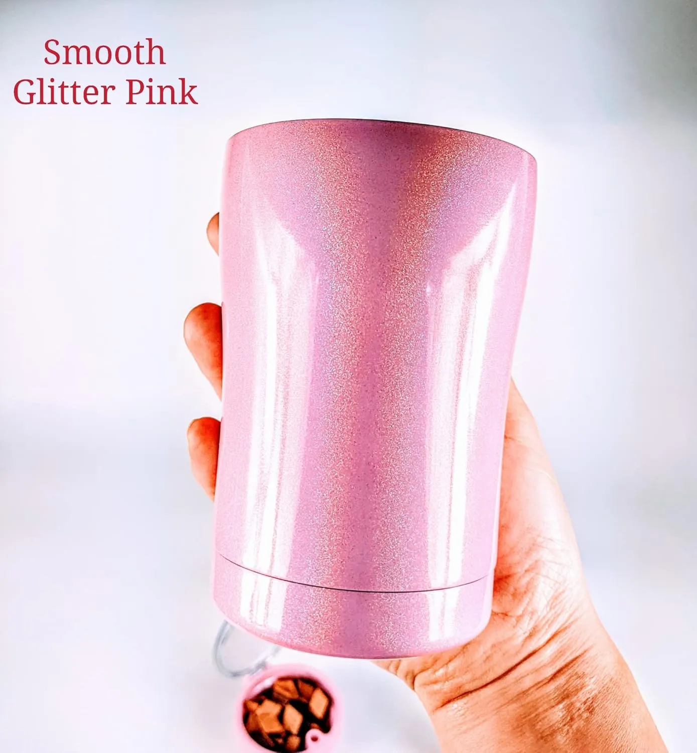 JOVIAL All In One Insulated Snack and Drink Cup 12 Oz-Glitter Pink