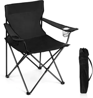 Joyfair Portable Camping Chair, Outdoor Lawn Folding Chairs for Adults, Heavy Duty Large Foldable Chairs for Beach, Fishing, Tailgating Outdoor Sport, 2 Cup Holders & Carry Bag