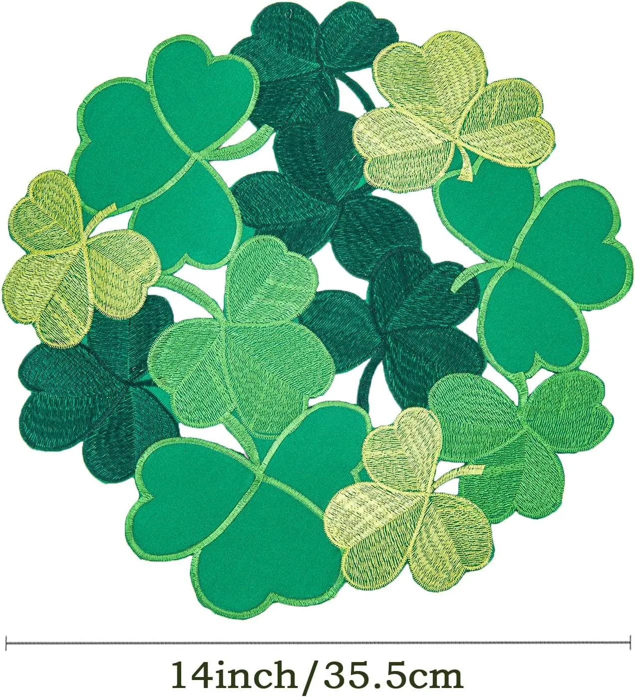 Joyfol Day Shamrock St. Patrick's Day Round Placemat Set of 4, Applique Embroidered Cutwork Clover Dresser Scarf for Home Kitchen Dining, Spring Irish Festival Tabletop Decoration (Round,14 inch)