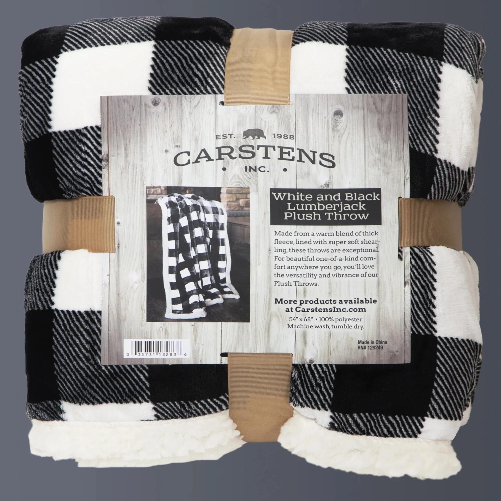 JP713TH Carsten's Black, White Plaid Plush Throw Blanket