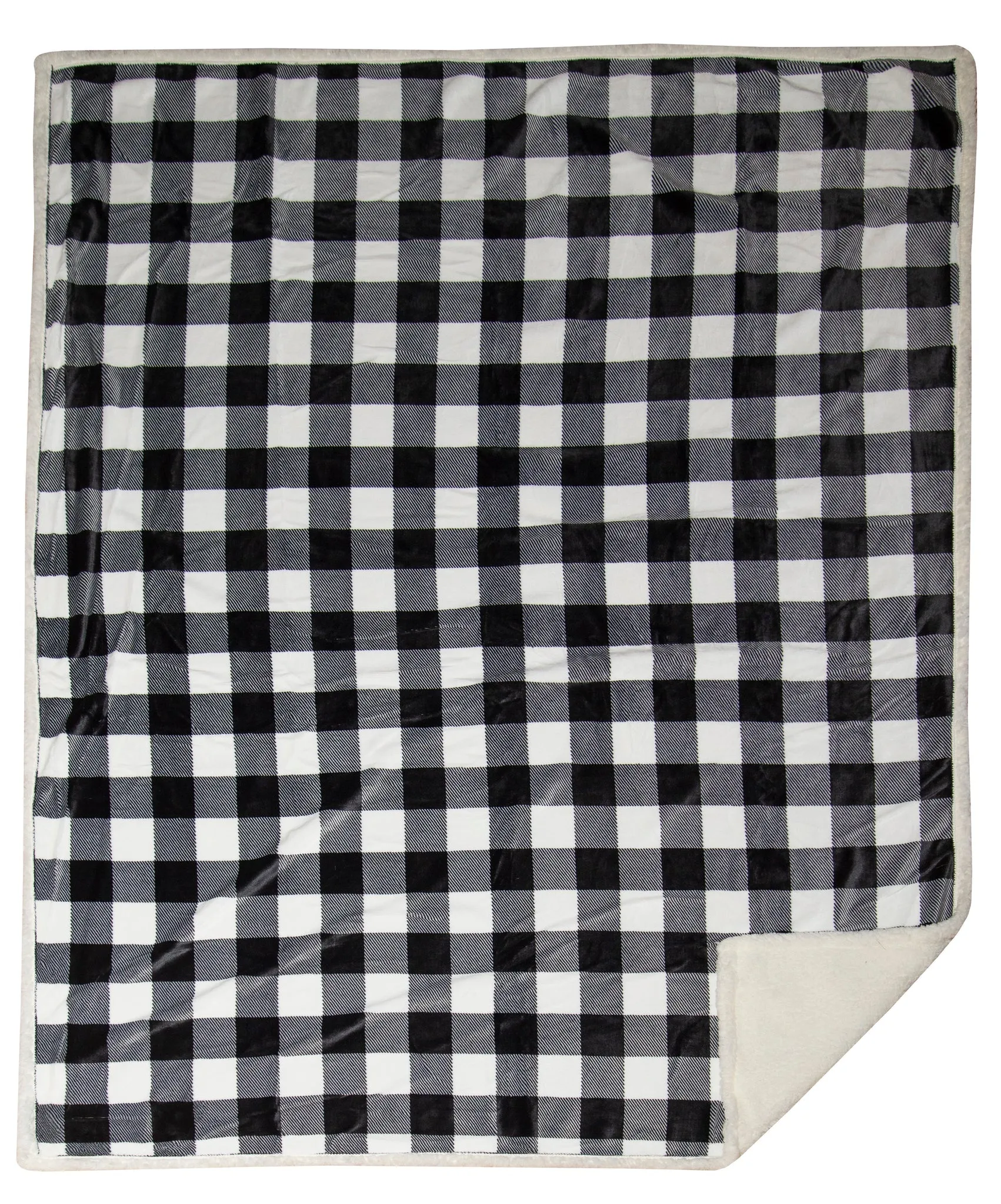 JP713TH Carsten's Black, White Plaid Plush Throw Blanket