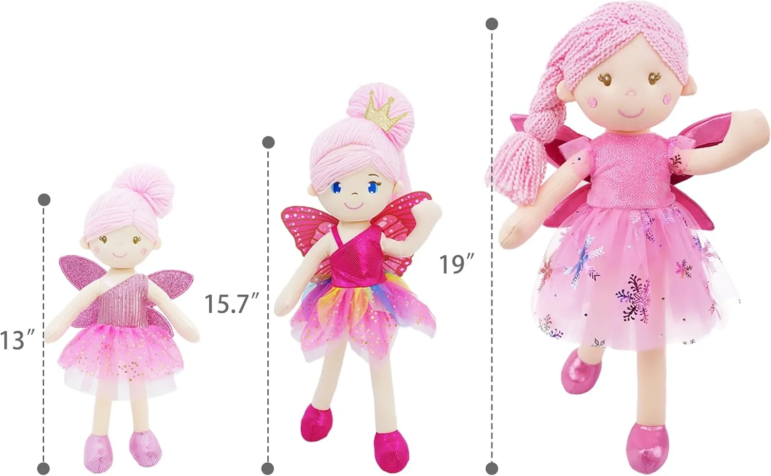June Garden 16" Enchanted Garden Fairy Doll Fayetta - Plush Stuffed Soft Doll Girl Gift - Blue Outfit and Wings