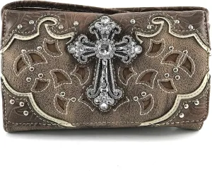 Justin West Cowgirl Western Cross Floral Embroidered Concealed Carry Purse