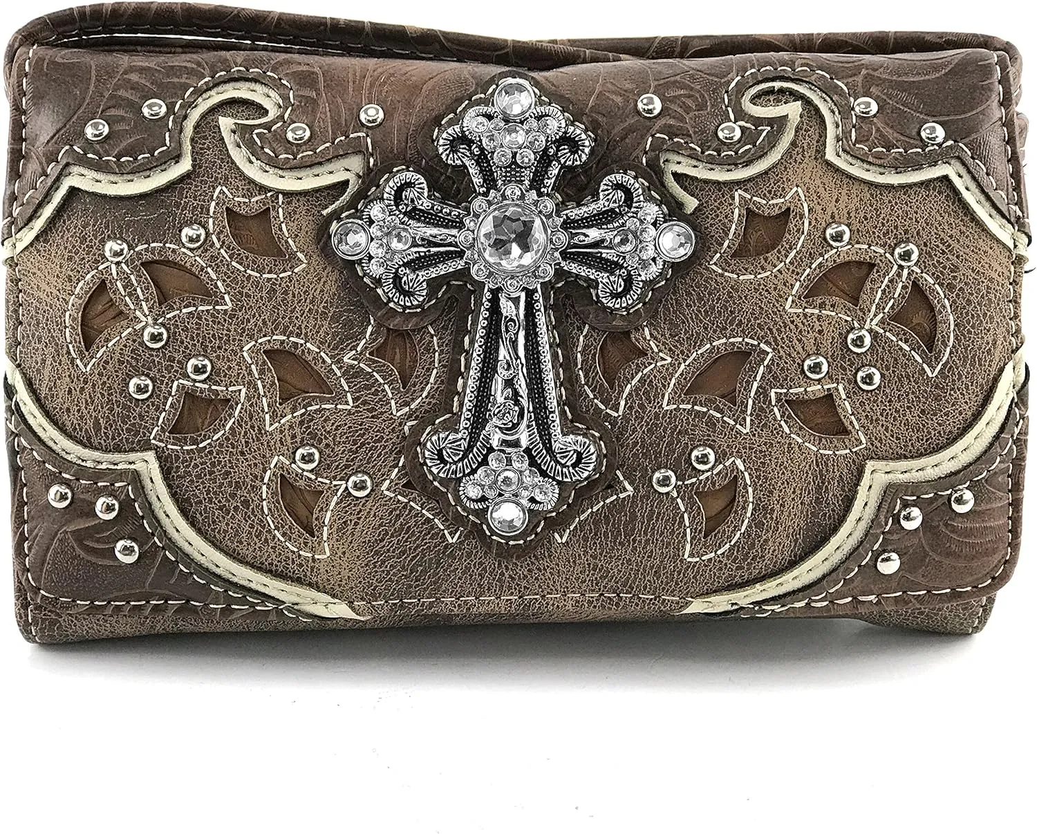 Justin West Cowgirl Western Cross Floral Embroidered Concealed Carry Purse